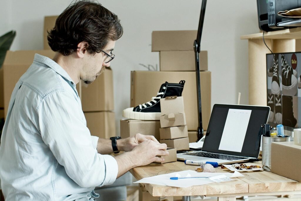 Man Preparing Packages